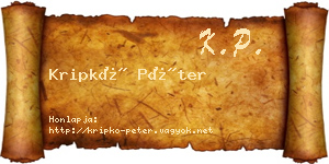 Kripkó Péter névjegykártya